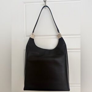 Vintage Salvatore Ferragamo Nero Calf Gancini Shoulder Bag Tote